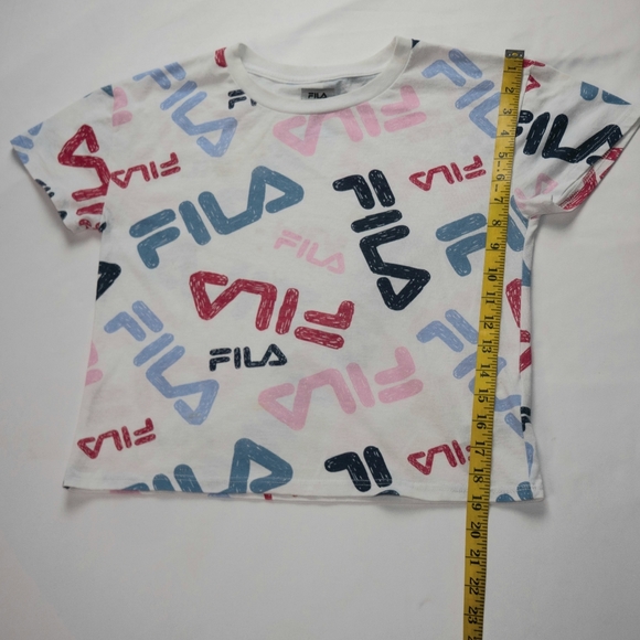Fila Big Girl's Large 14/16 White Multicolored Logo Short Sleeve Tee - Picture 5 of 12